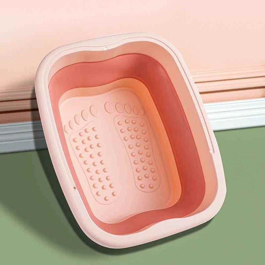 Folding Bubble Foot Bath Bucket with Lid for Travel