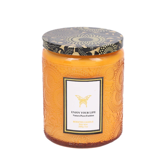 Embossed Glass Soy Aromatherapy Candles by Pampering Heaven
