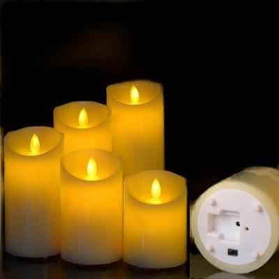 Set of five plastic decorative LED candles with warm yellow light, perfect for creating an inviting ambiance.
