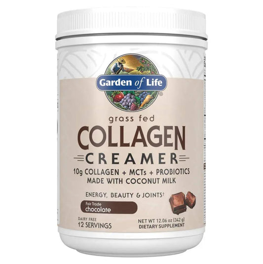 Garden of Life Grass Fed Collagen Creamer Powder - Chocolate 12 Servings Collagen Powder for Coffee Energy Beauty Joints Collagen Peptides Powder Coconut MCTs Keto Collagen Protein Supplements by Pampering Heaven
