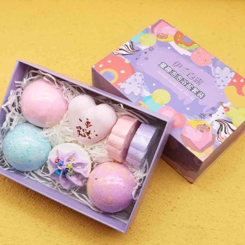 7-Pack Kids Fun Bath Bomb Gift Set with Bubble Salt