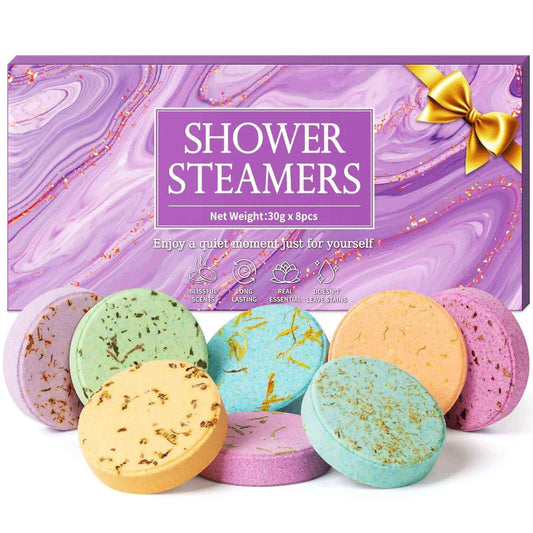 V-Opitos 8 Pack Shower Steamers Aromatherapy Gifts for Women Bath Shower Bombs Tablets with Natural Essential Oil Home Spa Self Care& Relaxation Ideal Christmas Birthday Gifts