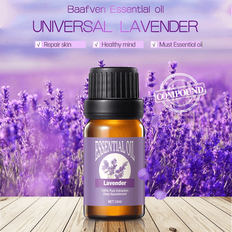 Baafven Lavender Essential Oil for aromatherapy, enriched with soothing properties for skin and mind.