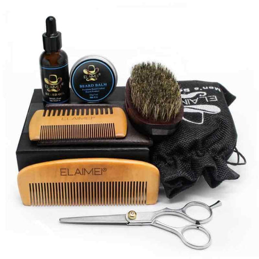 Beard Master Grooming Kit with Comb & Oil - 6 Pieces