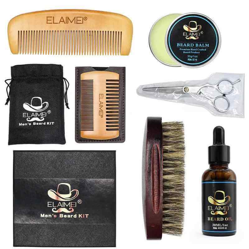 Beard Master Grooming Kit with Comb & Oil - 6 Pieces
