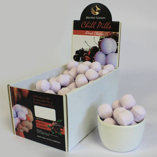 1.3kg Box of Black Cherry Chill Pills Mini Bath Bombs Made in England for Luxury Bath by AW Dropship UK