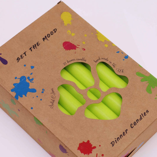 Solid Colour Dinner Candle Set - Pack of 21 - Rustic Lime Green by AW Dropship UK