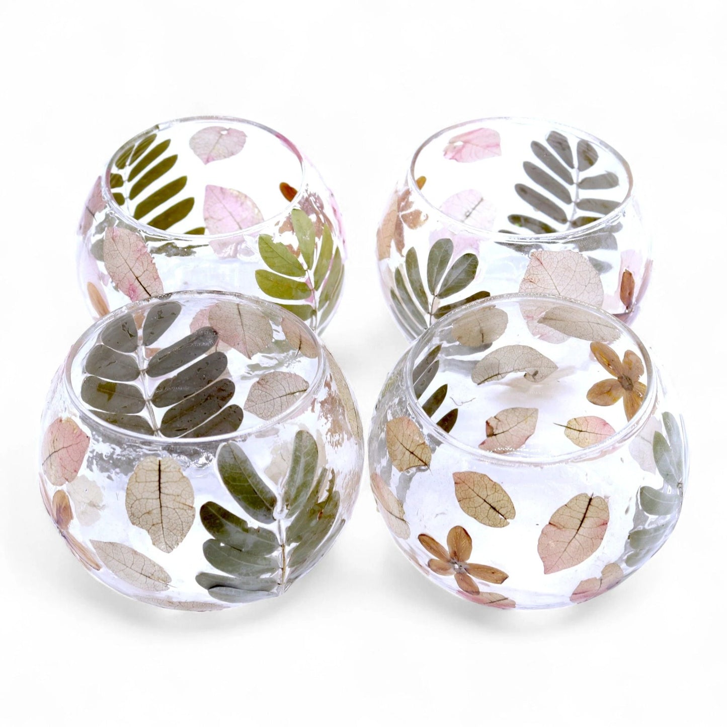 Natural Floral Glass - Bowl Candle Holder - Primavera - (8x10cm) by AW Dropship UK