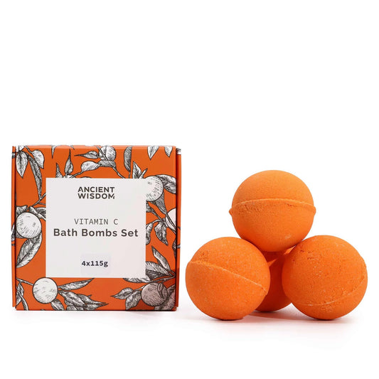 Set of 4 Vitamin C Bath Bombs – Aromatherapy Quartet by AW Dropship UK