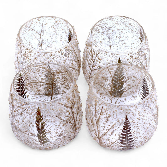 Natural Floral Glass - Straight Candle Holder - Pino - (10x9cm) by AW Dropship UK