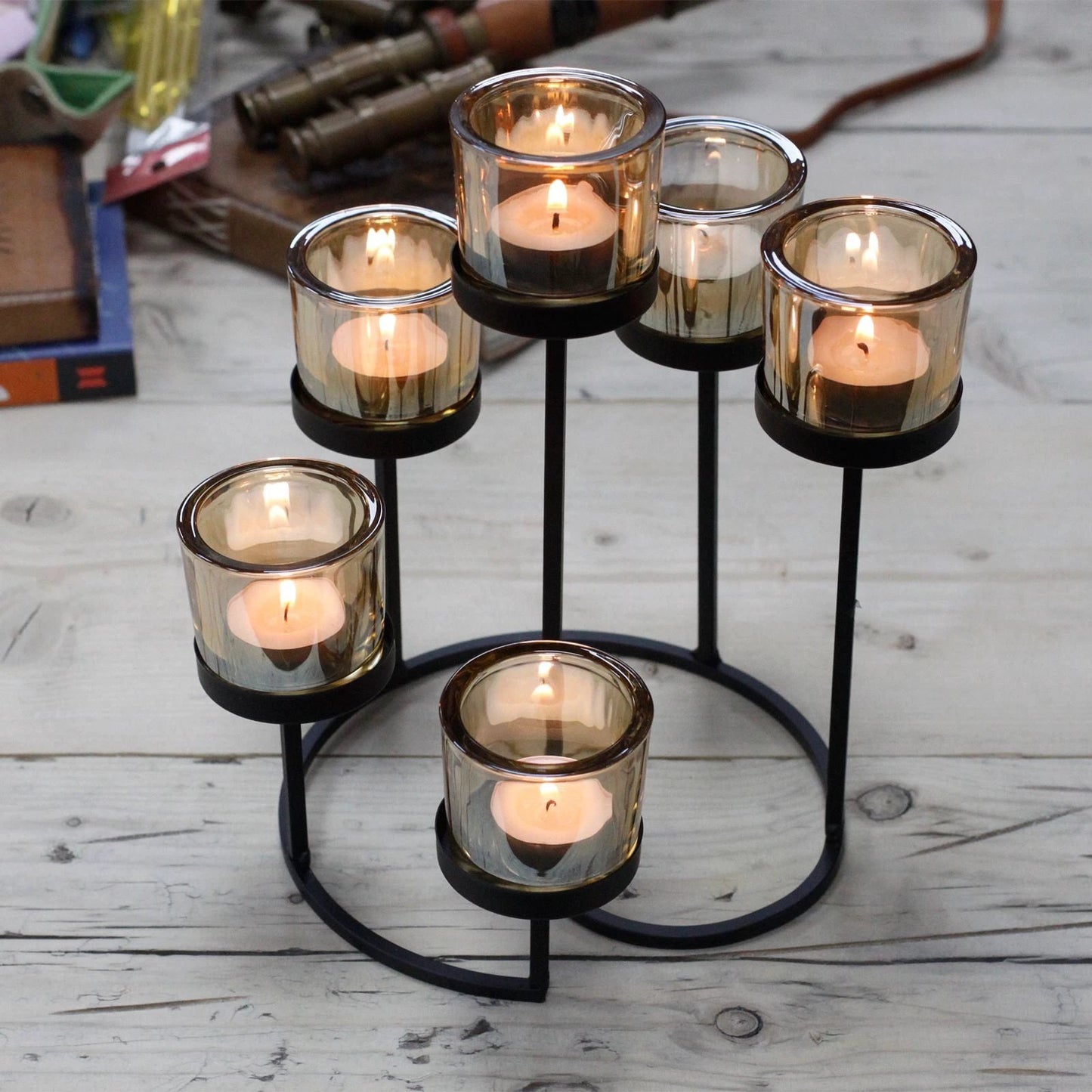 Centrepiece Iron Votive Candle Holder - 6 Cup Circule Tree by AW Dropship UK