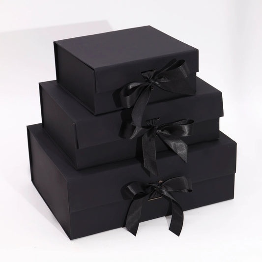 Flat Pack Gift Box - Medium Square (20x18.2x8cm) - Black by AW Dropship UK