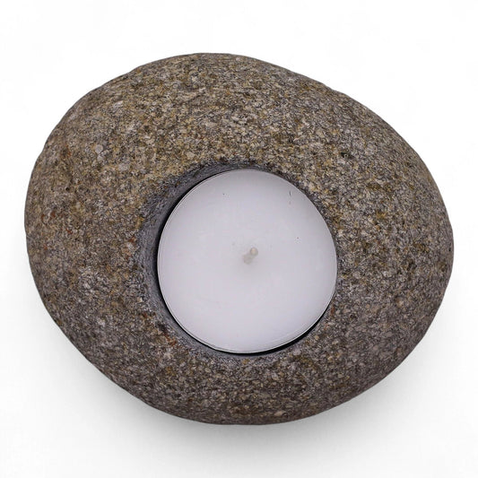 Natural Riverstone Candle Holder - Single Nightlight by AW Dropship UK