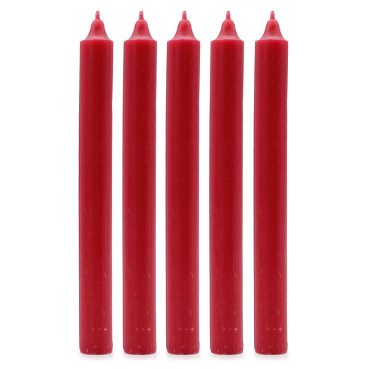 Solid Colour Dinner Candle Set - Pack of 21 - Rustic Red by AW Dropship UK