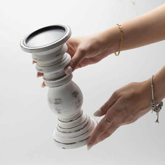 Classic Candle Stand - Whitewash - Small by AW Dropship UK