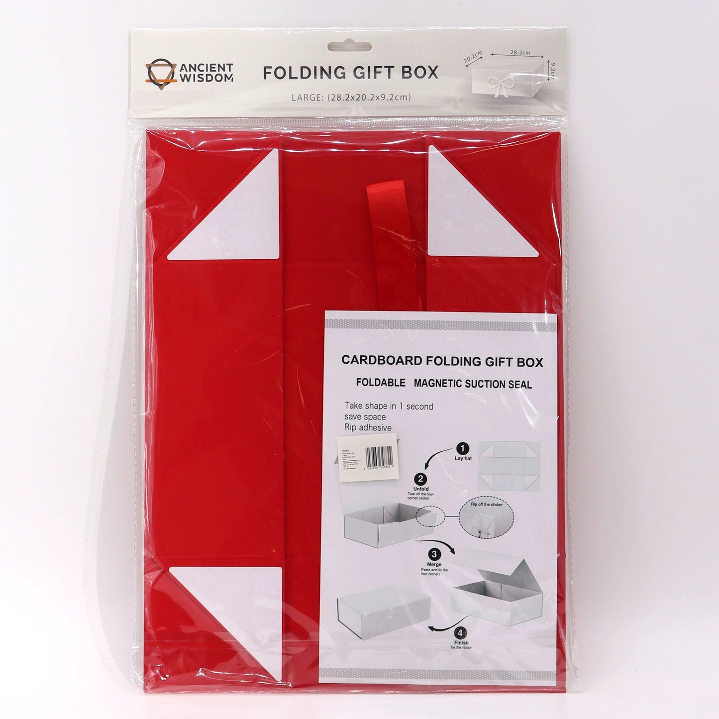 Flat Pack Gift Box - Large (28.2x20.2x9.2cm) - Red by AW Dropship UK