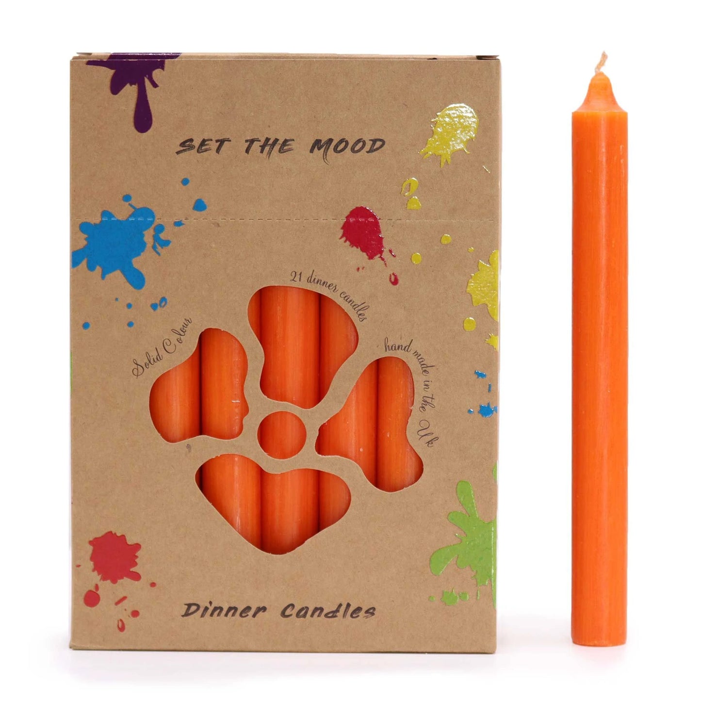 Solid Colour Dinner Candle Set - Pack of 21 - Rustic Orange by AW Dropship UK