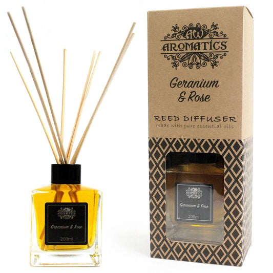 200ml Geranium & Rose Essential Oil Reed Diffuser by AW Dropship UK