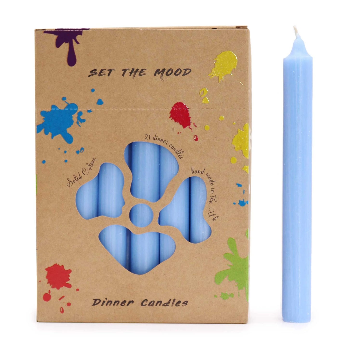 Solid Colour Dinner Candle Set - Pack of 21 - Rustic Sea Blue by AW Dropship UK