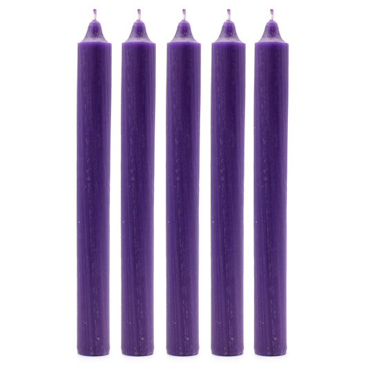 Solid Colour Dinner Candle Set - Pack of 21 - Rustic Purple by AW Dropship UK