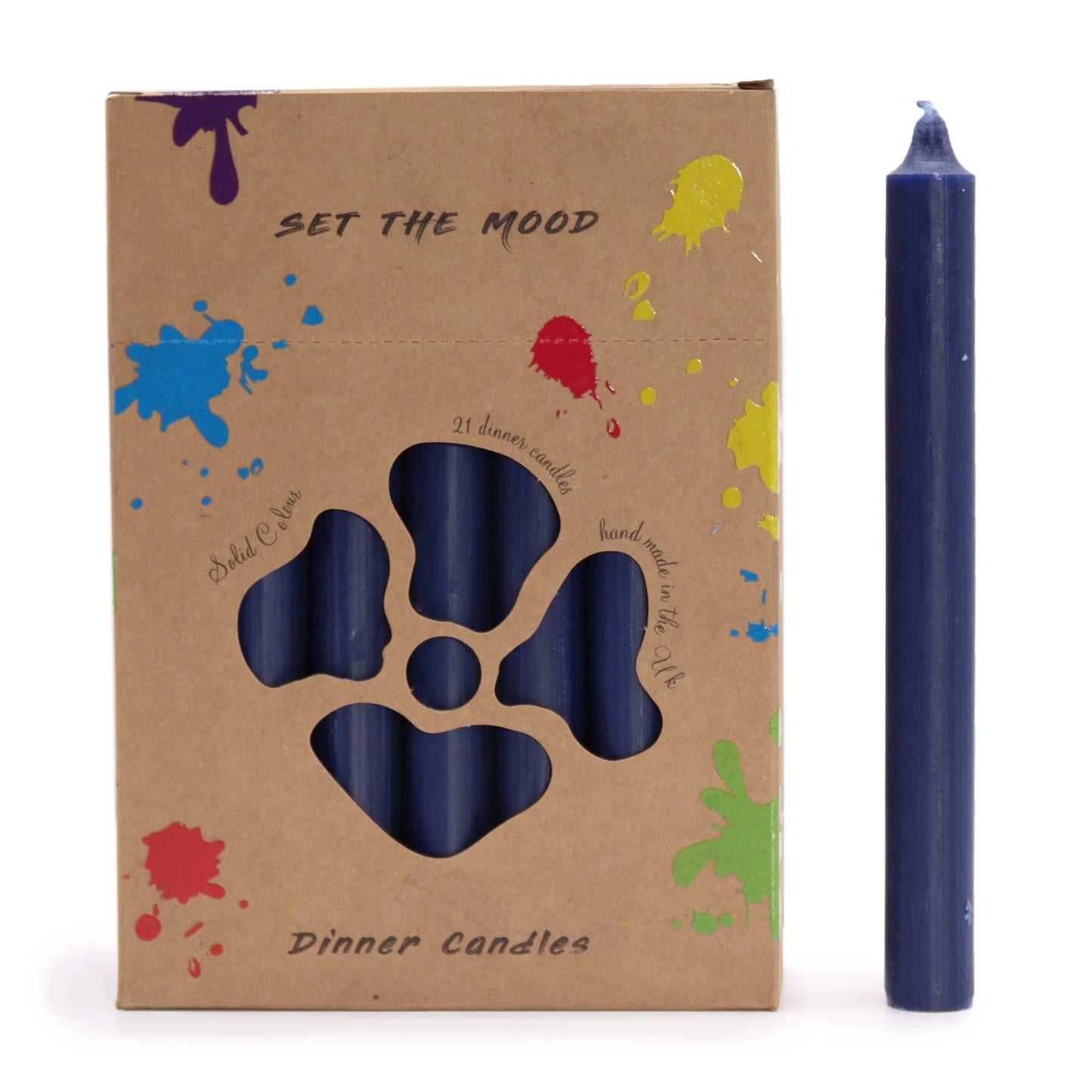 Solid Colour Dinner Candle Set - Pack of 21 - Rustic Navy by AW Dropship UK