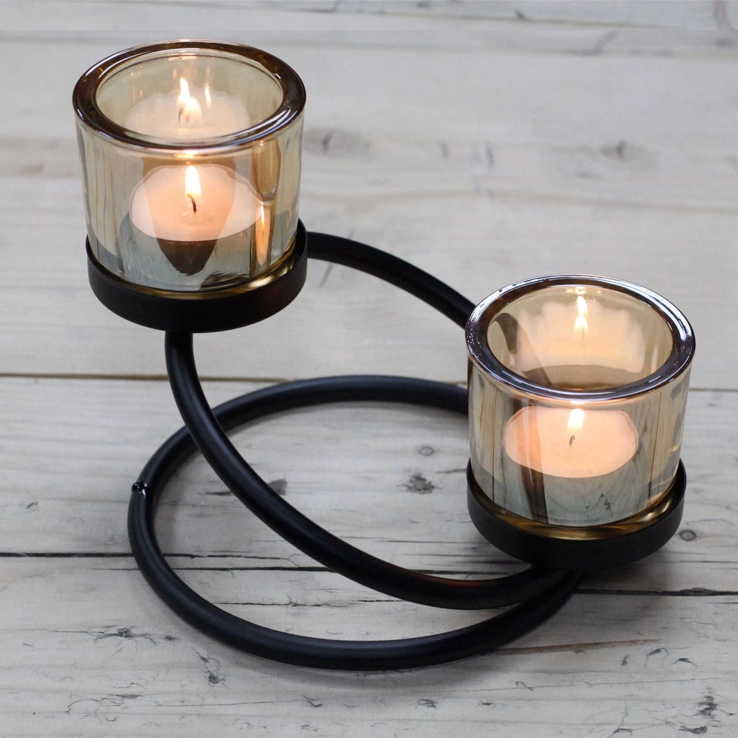 Centrepiece Iron Votive Candle Holder - 2 Cup Double Step by AW Dropship UK