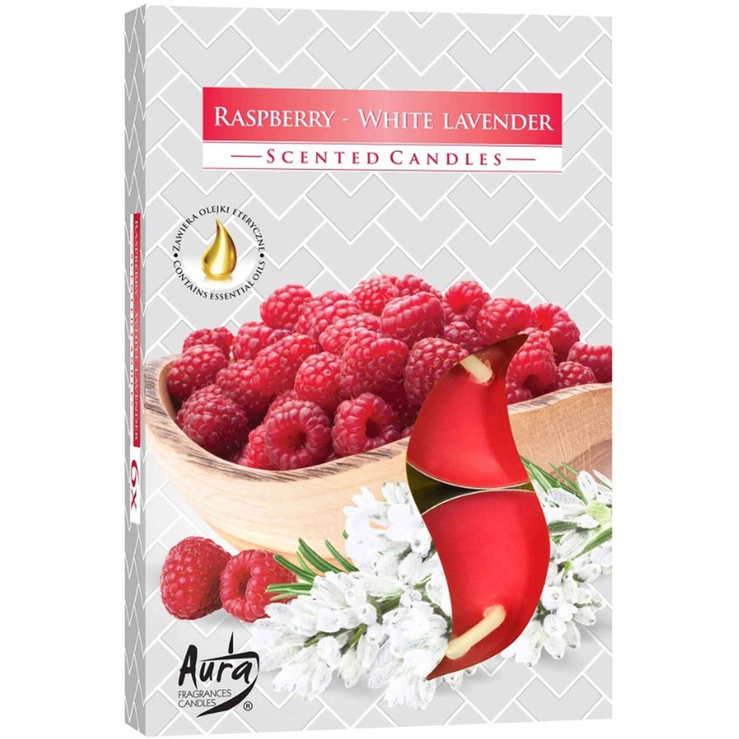 Raspberry & White Lavender Scented Tealight Set of 6