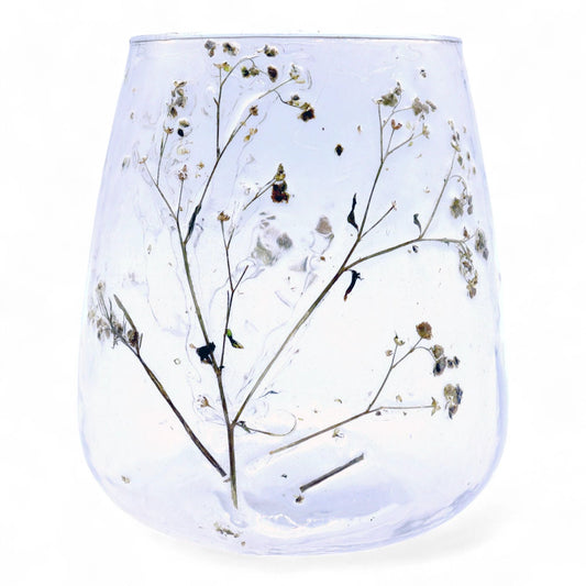 Natural Floral Glass - Vase Candle Holder - Margarita - (12x11cm) by AW Dropship UK