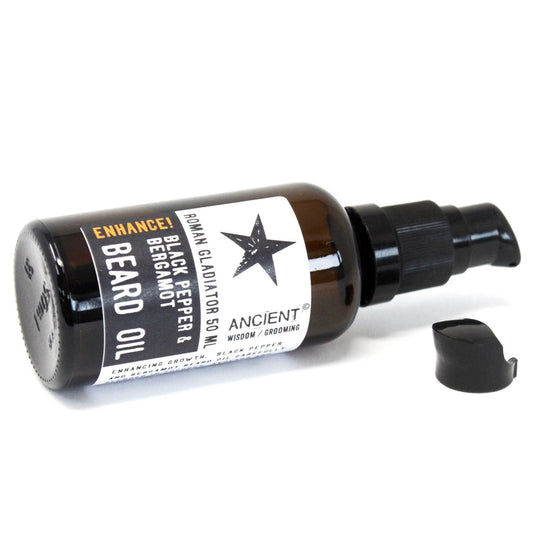 Roman Gladiator 50ml Beard Oil with Black Pepper and Bergamot Apricot and Argan Oils and Vitamin E by AW Dropship UK