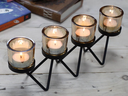 Centrepiece Iron Votive Candle Holder - 4 Cup Zig Zag by AW Dropship UK