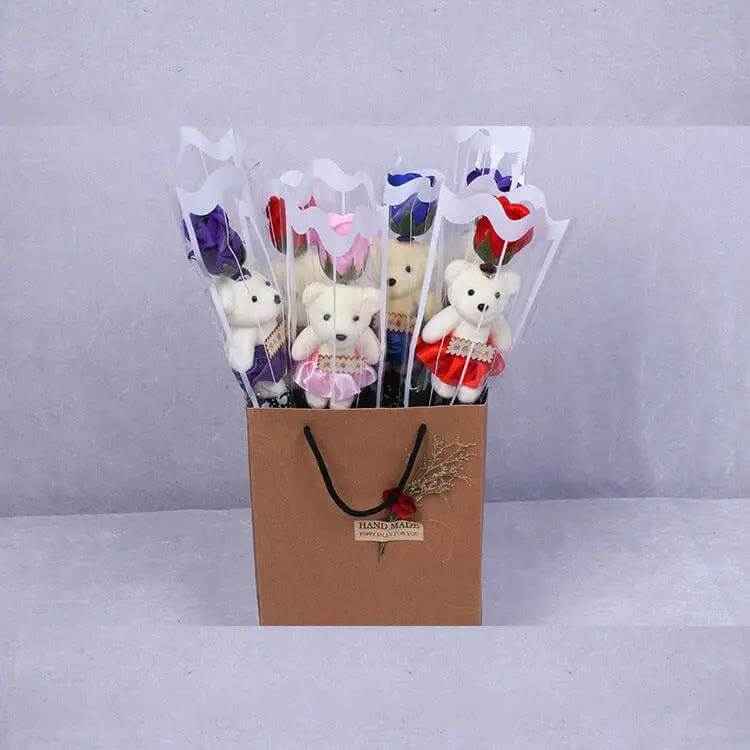 Scented Soap Flowers - Handmade Soap Rose Bear