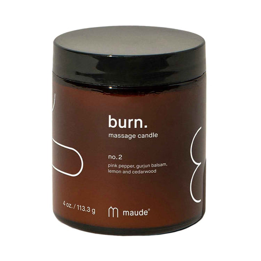 Maude Burn No. 2 - Jojoba Oil Massage Candle with Hydrating Skin-Softening Soybean Oil - Massage Oil Candle with Notes of Lemon Cedarwood + Pink Pepper - Home + Self Care Gifts for Women & Men(4 oz)