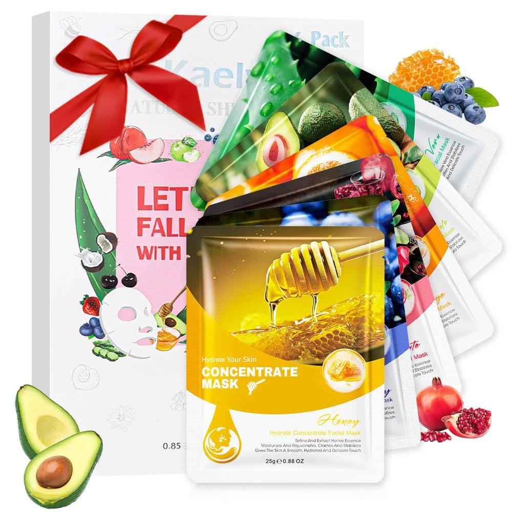 Kaely 6 Pack Variety Sheet Masks Spa Party Face Masks for Kids Skincare Set Facial Masks Beauty with Natural Ingredients Moisturize Soothe for All Skin Types Birthday Christmas Gifts Set01