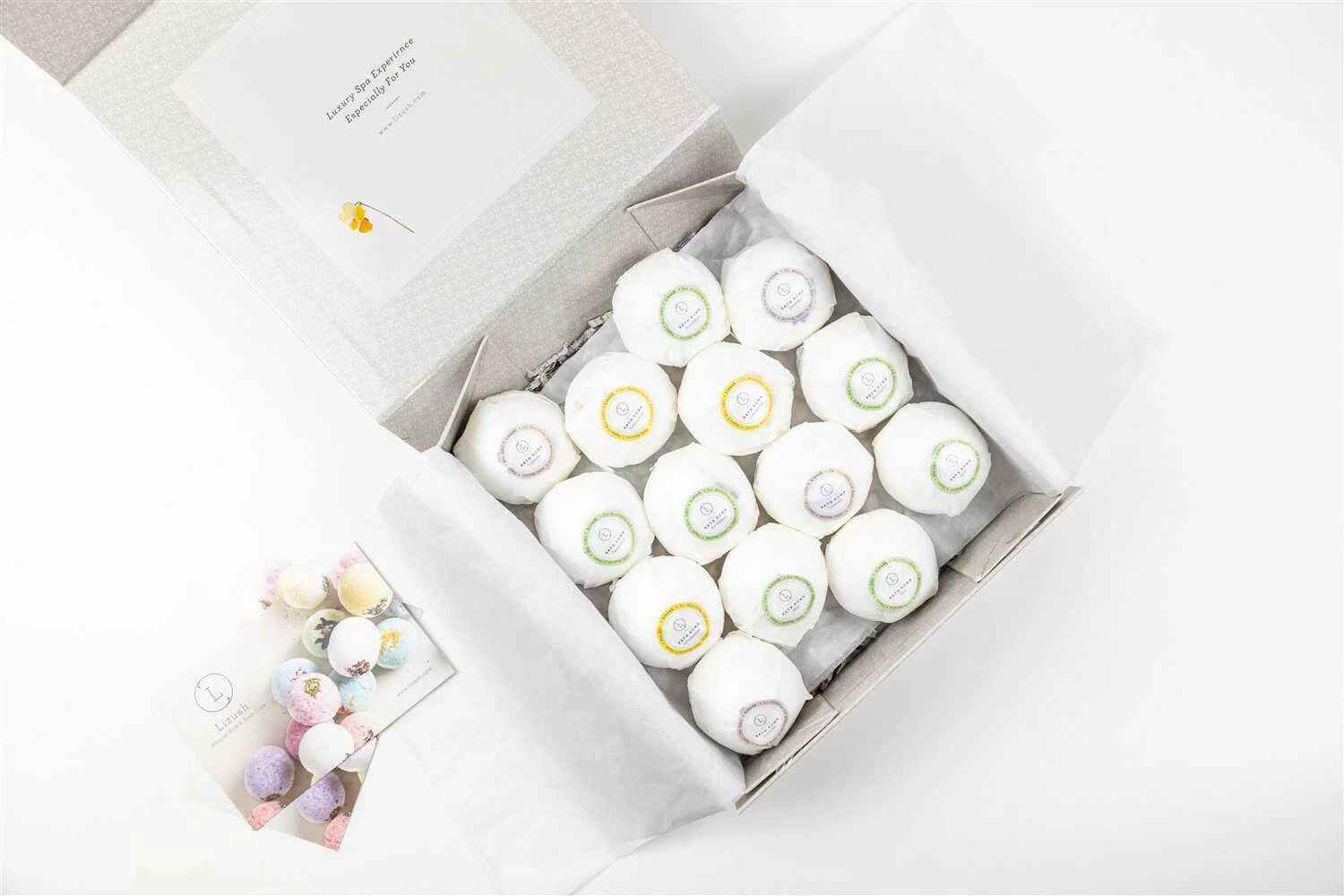 Bath Bombs Gift Box, Set of 14 Big 100% Natural Relaxing Bath Bombs