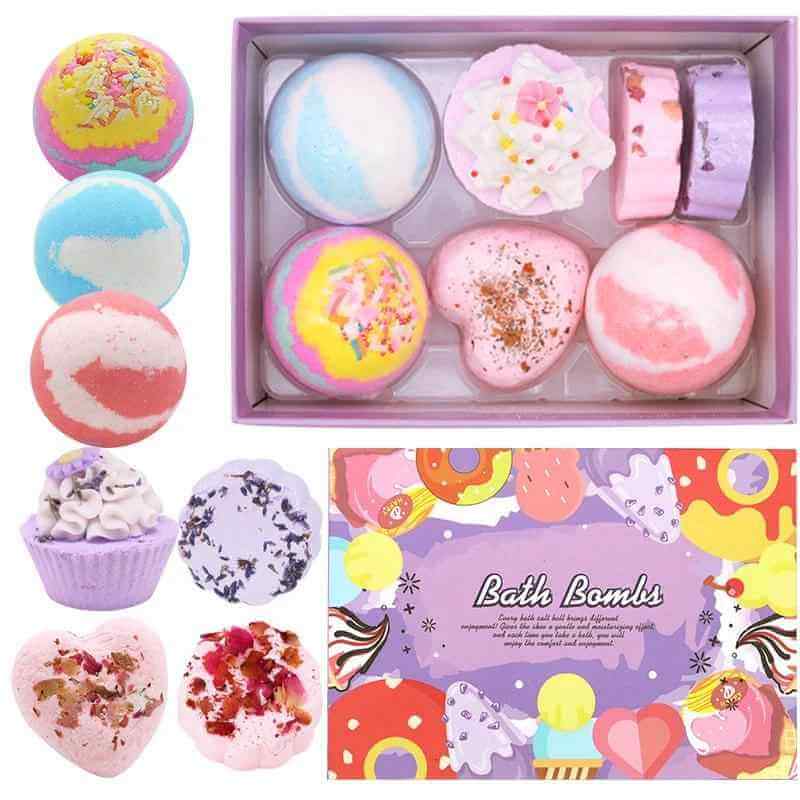 7-Pack Kids Fun Bath Bomb Gift Set with Bubble Salt