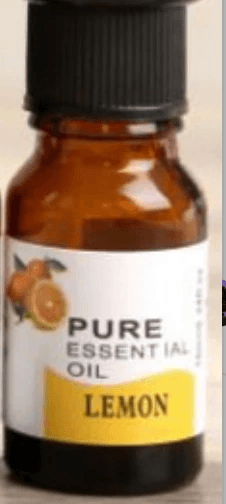 Lemon essential oil in a brown glass bottle, labeled as pure essential oil, ideal for aromatherapy and humidifiers.