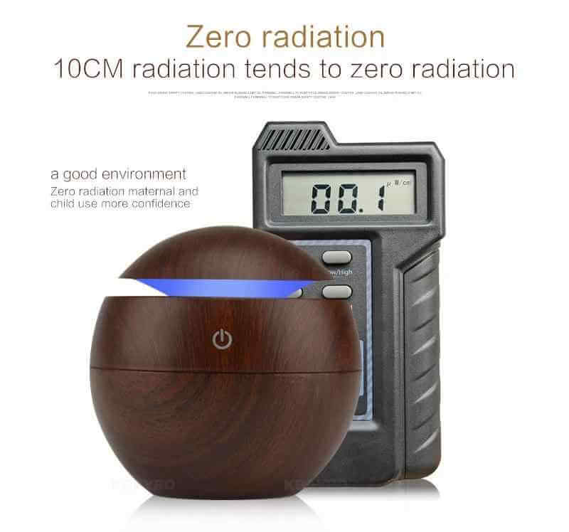 Essential oil diffuser humidifier with zero radiation measurement for a safe environment.