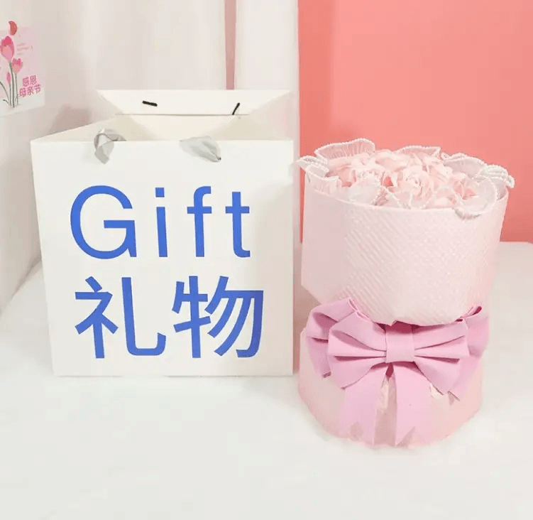 Gift Heart Soap Flower Bouquet Carnation Rose in elegant packaging for special occasions, perfect soap flower bouquet gift.