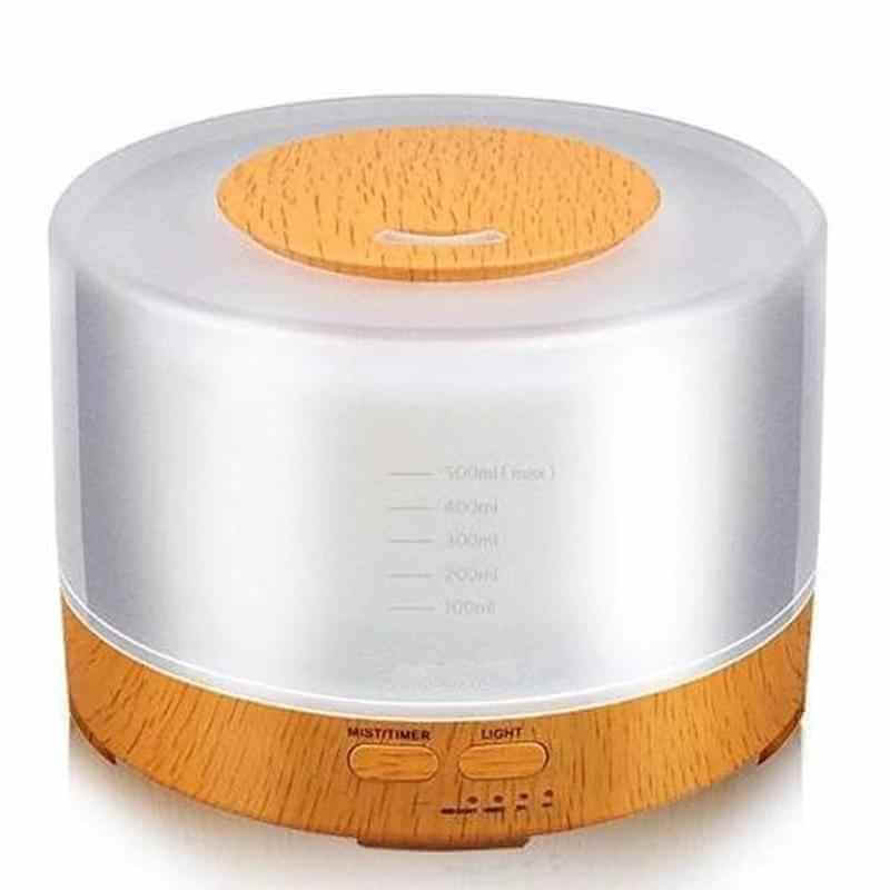 Aromatherapy humidifier with lighting, featuring a sleek design and intuitive controls for mist and light settings.