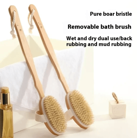 Long Handle Natural Bristle Bath Brush by Pampering Heaven