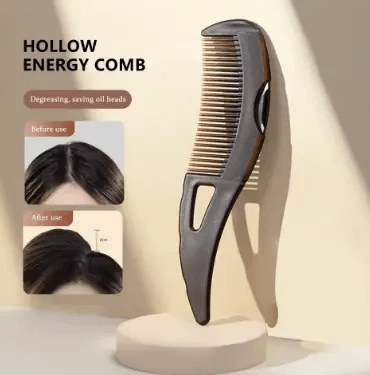 Hollow energy comb designed for degreasing and saving oil beads, helpful for healthier hair care routine.