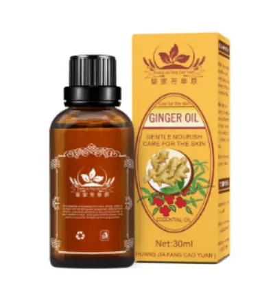 Ginger Massage Oil 30ml bottle with packaging, promoting gentle skin nourishment.