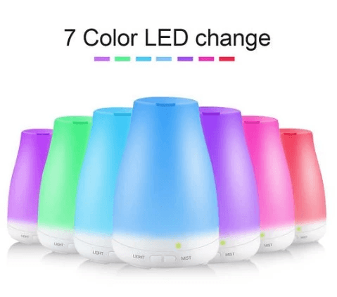 Mini Ultrasonic Aromatherapy Humidifier with 7 Color LED change for a calming atmosphere.
