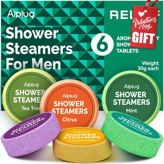 Shower Steamers for Men - 6 Pack Shower Bombs Aromatherapy with Essential Oils Valentines Day Gifts for Him Mens Valentines Gifts Unique Relaxation Gifts for Boyfriend Husband