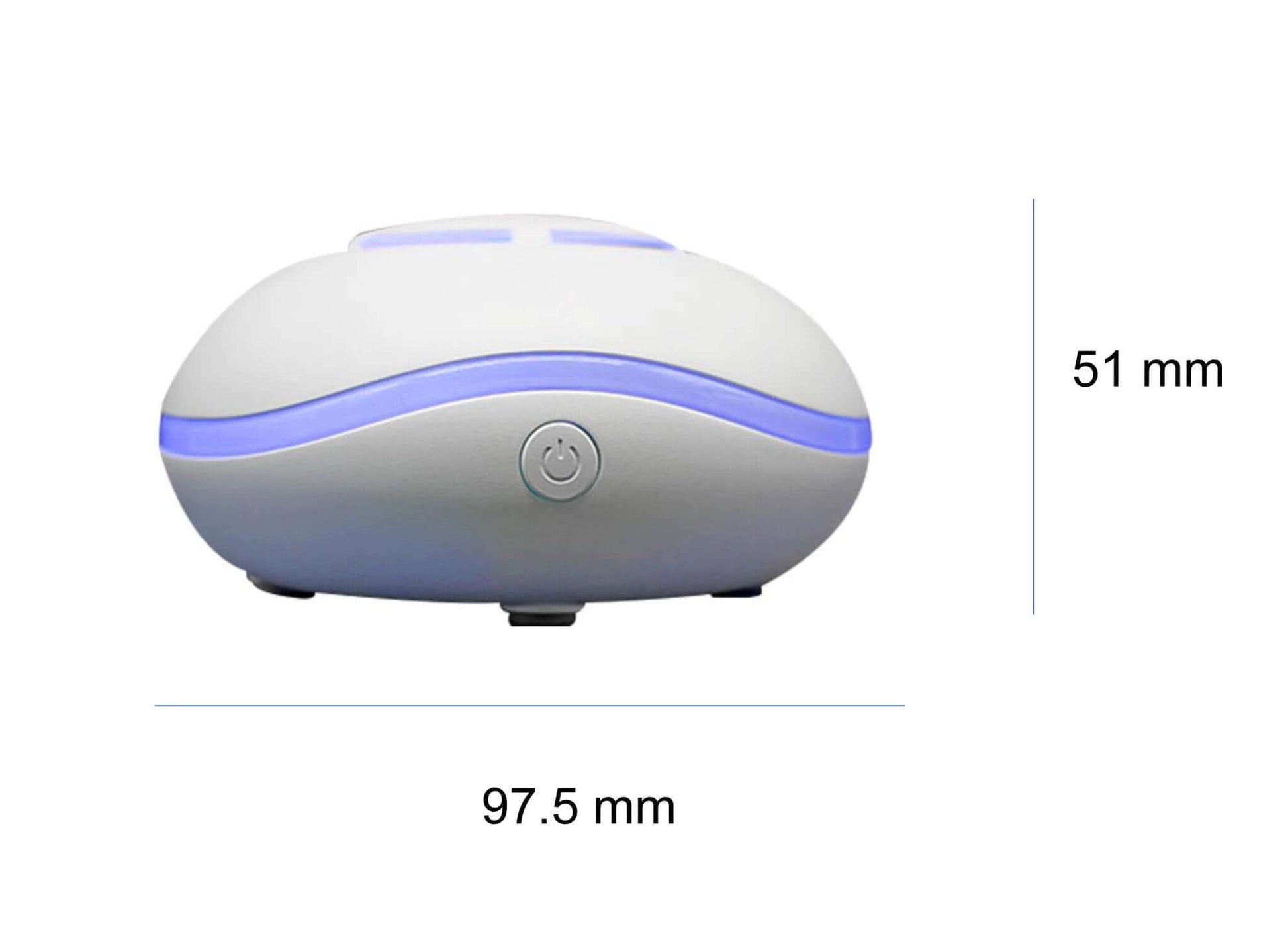 Car humidifier aromatherapy diffuser dimensions showing 97.5 mm width and 51 mm height.