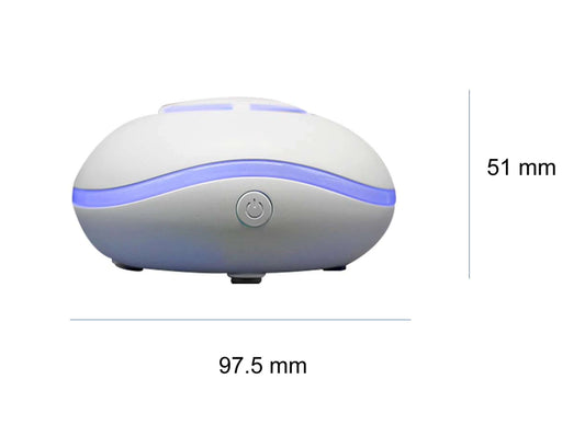 Car humidifier aromatherapy diffuser dimensions showing 97.5 mm width and 51 mm height.
