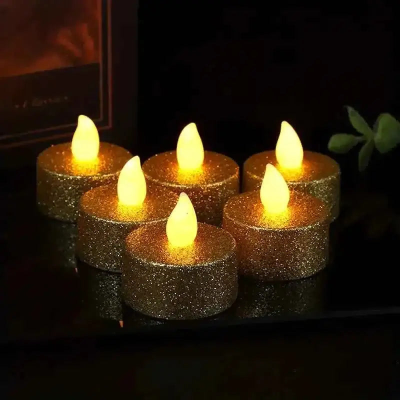 Set of 6 battery operated tea light candles with a flickering flame effect, perfect for any occasion.