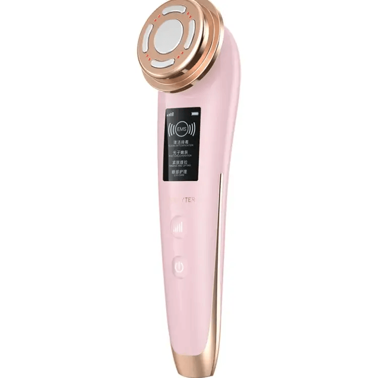 Microcurrent facial treatment device for rejuvenating skincare routines, lightweight and portable for home use.