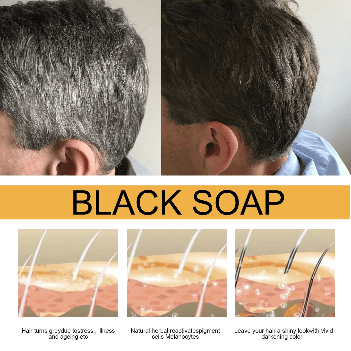 Black Thickening Hair Care Shampoo Bar by Pampering Heaven