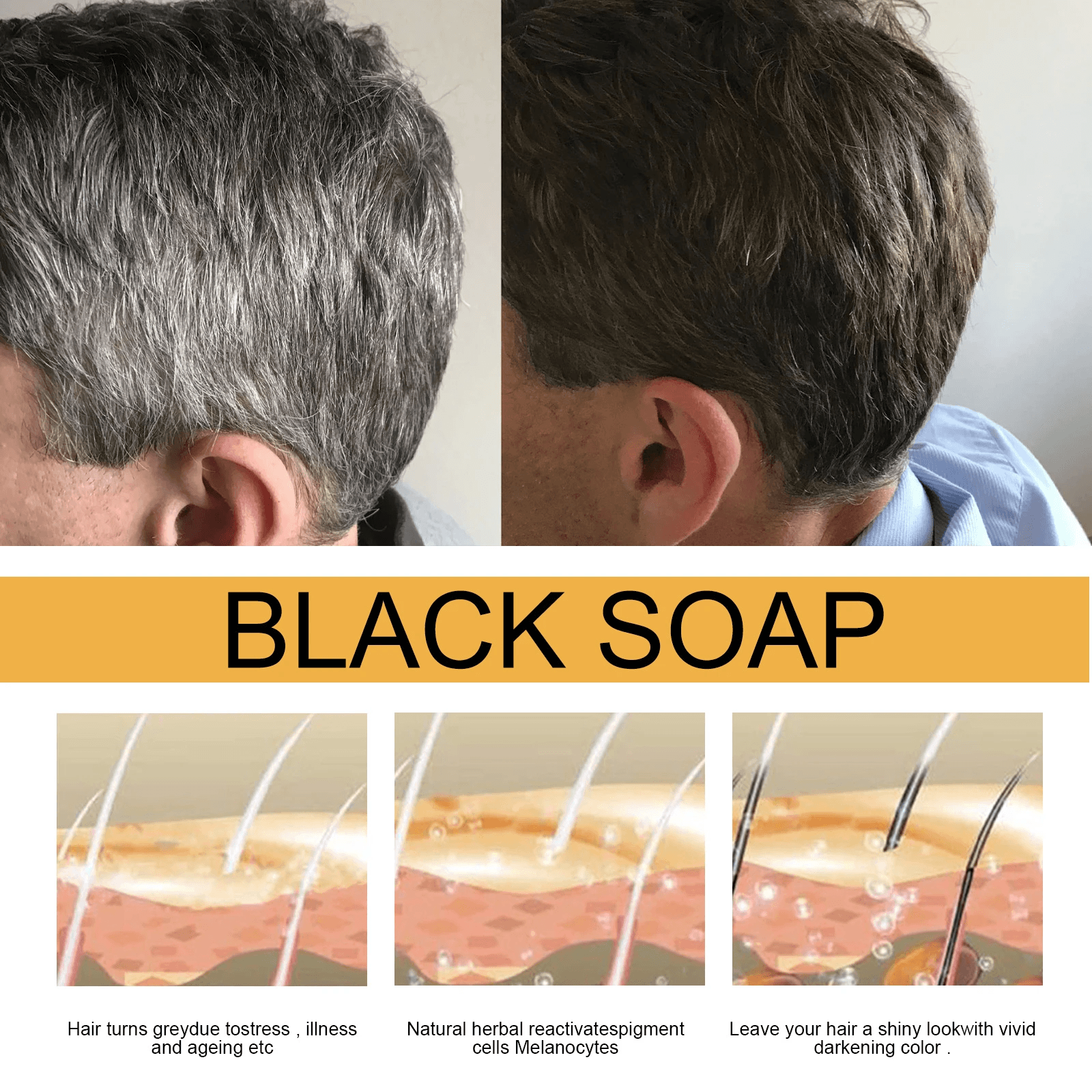 Black Thickening Hair Care Shampoo Bar by Pampering Heaven